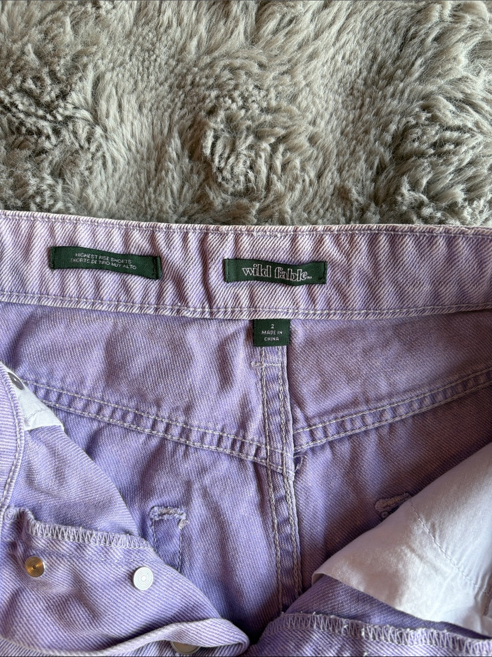 wild fable Lavender Frayed Denim Button-Fly Shorts - Picture 2 of 3